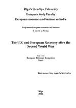 Research Papers 'The U.S. and European Recovery after the Second World War', 1.