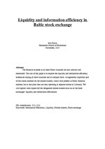 Research Papers 'Liquidity and Information Efficiency in Baltic Stock Exchange', 1.