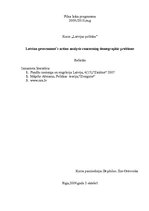 Research Papers 'Latvian Government`s Action Analysis Concerning Demographic Problems', 1.