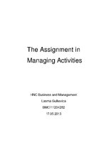 Research Papers 'The Assignment in Managing Activities', 1.