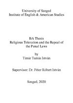 Research Papers 'Religious Toleration and the Repeal of  the Penal Laws', 1.