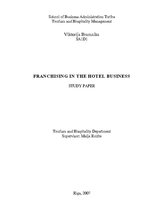 Research Papers 'Franchising in Hotel Business', 1.