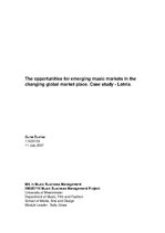 Term Papers 'The Opportunities for Emerging Music Markets in the Changing Global Market Place', 1.