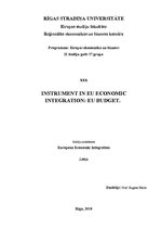 Summaries, Notes 'Instrument in EU Economic Integration: EU Budget', 1.