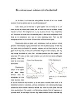 Essays 'How Entrepreneurs Optimize Costs of Production?', 1.
