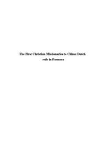 Research Papers 'The First Christian Missionaries to China: Dutch Rule in Formosa', 1.
