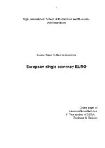Research Papers 'European Single Currency - Euro', 1.