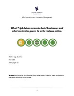 Research Papers 'What TripAdvisor Means to Hotel Businesses and what Motivates Guests to Write Re', 1.