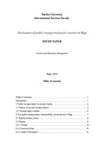 Business Plans 'Evaluation of Public Transportation for Tourists in Riga', 1.