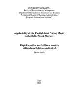 Term Papers 'Applicability of the Capital Asset Pricing Model to the Baltic Stock Markets', 1.