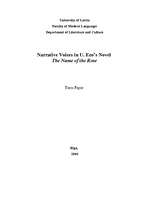 Research Papers 'Narrative Voices in the Novel "The Name of the Rose" by Umberto Eco', 1.