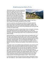 Essays 'Breathtaking Place Machu Picchu', 1.