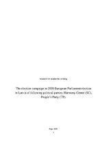 Research Papers 'The Election Campaign in 2009 European Parliament Election in Latvia of Followin', 1.