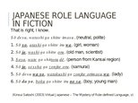 Presentations 'Sentence Final Particles in Japanese Language', 11.